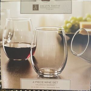 Jaclyn Smith Valencia Market Stemless Wine Glass Set - Clear
